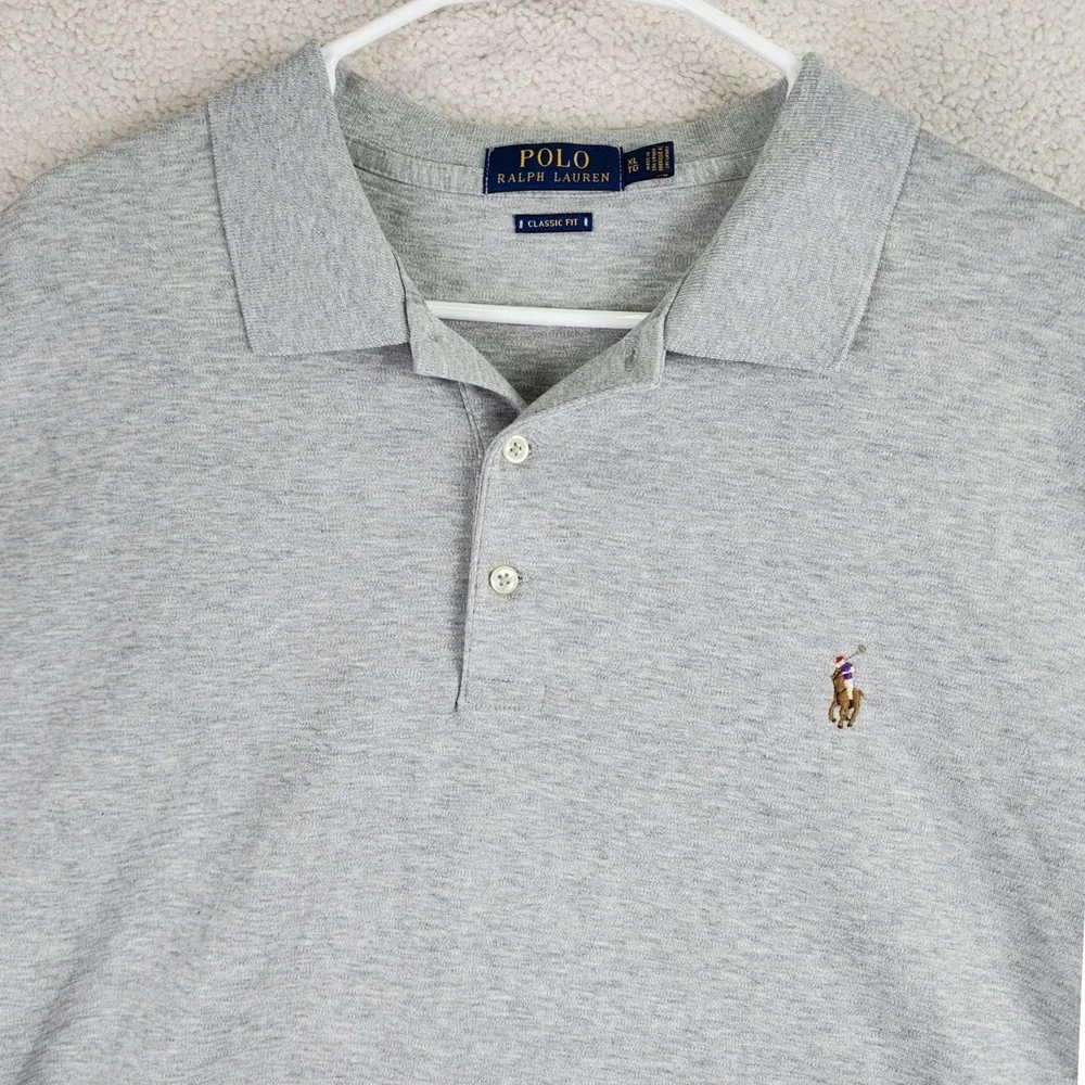 Polo Ralph Lauren Classic Fit‎ Polo Shirt Mens XL Grey Short Sleeve Preppy Basic